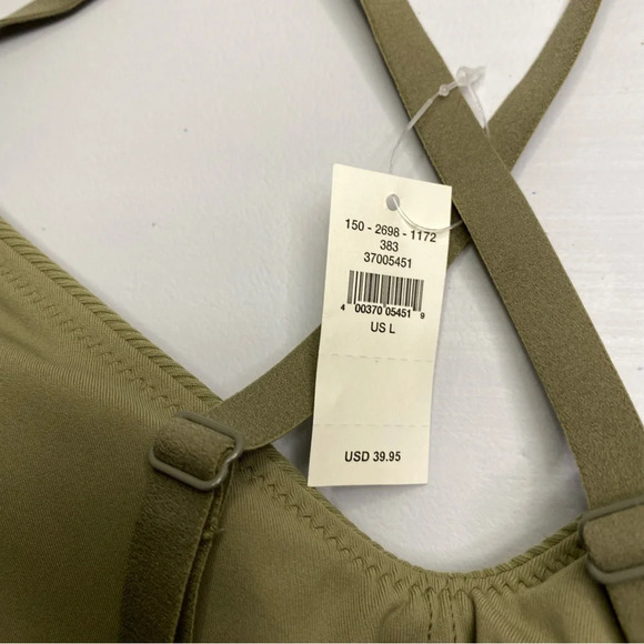 Aerie Striped Color Block Sports Bra NEW green navy cream stripes Offline large - Picture 4 of 7